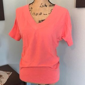 Loft Pima Cotton Coral Colored Short Sleeve Sweater Size M